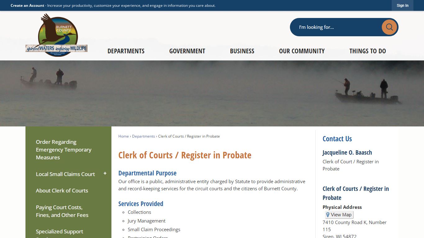 Clerk of Courts / Register in Probate | Burnett County, WI - Official ...