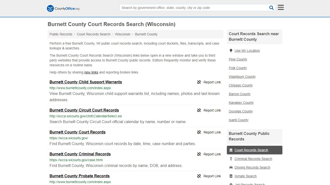 Burnett County Court Records Search (Wisconsin) - County Office